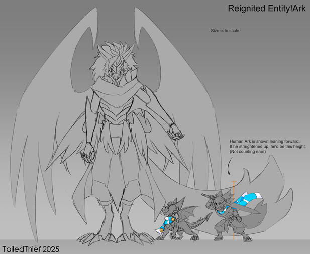 Size comparison chart of my OCs Asin and Ark (and Arks Entity form) in Spyro Reignited Trilogy.