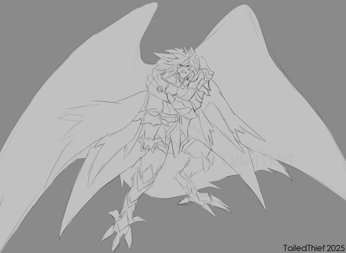 A sketch of my OC Ark in his Entity form.